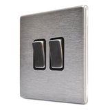Hamilton 74CR22SS-B CFX Satin Steel 2 Gang Light Switch