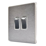 Hamilton 74CR22SS-W CFX Satin Steel 2 Gang Light Switch