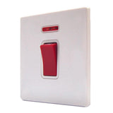 Hamilton 7WC45NW CFX Gloss White 45a Double Pole Switch + Neon