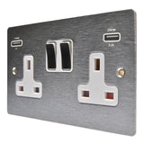 Hamilton 84SS2USBULTSS-W Stainless Steel Switched Double USB Socket