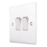 Hamilton 87R22BC-W Polished Chrome 10a 2 Gang Light Switch