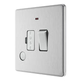 BG FBS53 Screwless Flat Plate Stainless Steel Switched 13A Fused Connection Unit with Neon and Cable Outlet