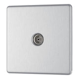 BG FBS60 Screwless Flat Plate Stainless Steel Single Socket TV/FM Co-axial Aerial Connection