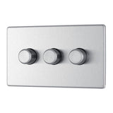 BG FBS83 Screwless Flat Plate Stainless Steel Triple Intelligent LED 2 Way Dimmer Switch