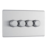 BG FBS84 Screwless Flat Plate Stainless Steel Quadruple Intelligent LED 2 Way Dimmer Switch