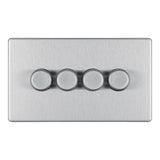BG FBS84 Screwless Flat Plate Stainless Steel Quadruple Intelligent LED 2 Way Dimmer Switch