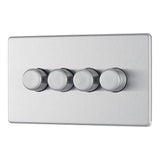 BG FBS84 Screwless Flat Plate Stainless Steel Quadruple Intelligent LED 2 Way Dimmer Switch
