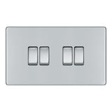 BG FPC44 Screwless Flat Plate Polished Chrome Quadruple Switch 10A 2 Way