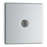 BG FPC60 Screwless Flat Plate Polished Chrome Single Socket TV/FM Co-axial Aerial Connection