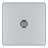 BG FPC60 Screwless Flat Plate Polished Chrome Single Socket TV/FM Co-axial Aerial Connection