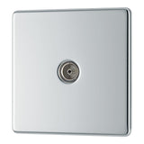 BG FPC60 Screwless Flat Plate Polished Chrome Single Socket TV/FM Co-axial Aerial Connection
