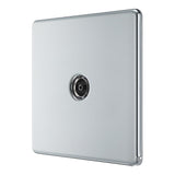 BG FPC60 Screwless Flat Plate Polished Chrome Single Socket TV/FM Co-axial Aerial Connection