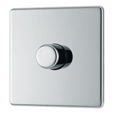 BG FPC81P Screwless Flat Plate Polished Chrome 200W Single 2 Way Dimmer Switch