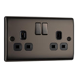 BG NBN22B Black Nickel Double Switched 13A Socket