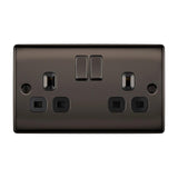 BG NBN22B Black Nickel Double Switched 13A Socket