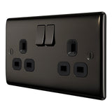 BG NBN22B Black Nickel Double Switched 13A Socket