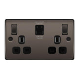 BG NBN22UACB Black Nickel Double Switched 13A Socket with USB Charging - USB A+C Sockets 45W