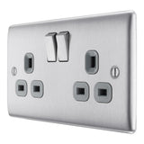 BG NBS22G Stainless Steel Double Switched 13A Socket