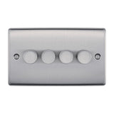 BG NBS84 Stainless Steel Quad Intelligent LED 2 Way Dimmer Switch