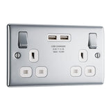 BG NPC22U3W Polished Chrome Double Switched 13A Socket with USB Charging - 2X USB Sockets (3.1A)
