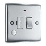 BG NPC53 Polished Chrome Switched 13A Fused Connection Unit with Neon and Cable Outlet