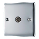 BG NPC60 Polished Chrome Single Socket TV/FM Co-axial Aerial Connection
