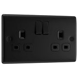 BG NFB22B Matt Black Double Switched 13A Socket