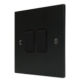 Hamilton 7MBR22BL-B Matt Black 2 Gang Light Switch