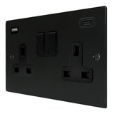 Hamilton 7MBSS2USBULTBL-B Matt Black Switched Double USB Socket