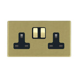 Hamilton 7G22SS2SB-B G2 Satin Brass 13A double switched socket