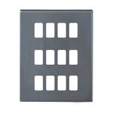 Hamilton 7G2A12GFP G2 Anthra Gray 12 Gang grid-fix face plate (face plate only)