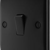 BG NFB12 Matt Black Single Switch 10A 2 Way