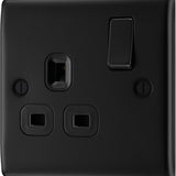BG NFB21B Matt Black Single Switched 13A Socket