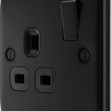 BG NFB21B Matt Black Single Switched 13A Socket
