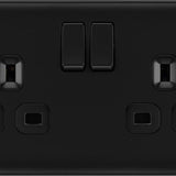 BG NFB22B Matt Black Double Switched 13A Socket