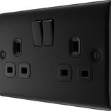 BG NFB22B Matt Black Double Switched 13A Socket