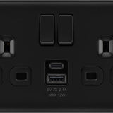 BG NFB22UAC12B Stainless Steel Double Switched 13A Socket with USB Charging - USB A+C Sockets (12W)