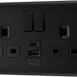 BG NFB22UAC12B Stainless Steel Double Switched 13A Socket with USB Charging - USB A+C Sockets (12W)