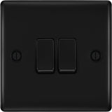 BG NFB42 Matt Black Double Switch 10A 2 Way