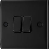 BG NFB42 Matt Black Double Switch 10A 2 Way