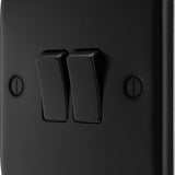BG NFB42 Matt Black Double Switch 10A 2 Way