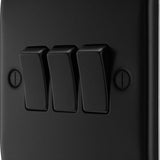 BG NFB43 Matt Black Triple Switch 10A 2 Way