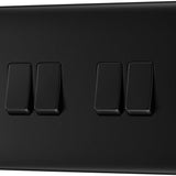 BG NFB44 Matt Black Quadruple Switch 10A 2 Way