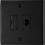 BG NFB55 Matt Black Unswitched 13A Fused Connection Unit with Cable Outlet