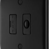 BG NFB55 Matt Black Unswitched 13A Fused Connection Unit with Cable Outlet