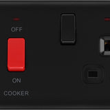 BG NFB70B Matt Black 45A Cooker Control Unit with Switched 13A Socket with Neon