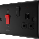 BG NFB70B Matt Black 45A Cooker Control Unit with Switched 13A Socket with Neon