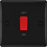 BG NFB74 Matt Black 45A Square Cooker Control Unit with Neon