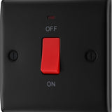 BG NFB74 Matt Black 45A Square Cooker Control Unit with Neon