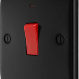 BG NFB74 Matt Black 45A Square Cooker Control Unit with Neon